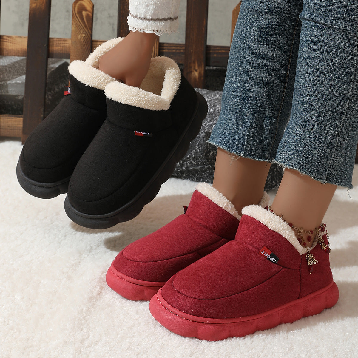 Chaussures d'hiver en coton et peluche